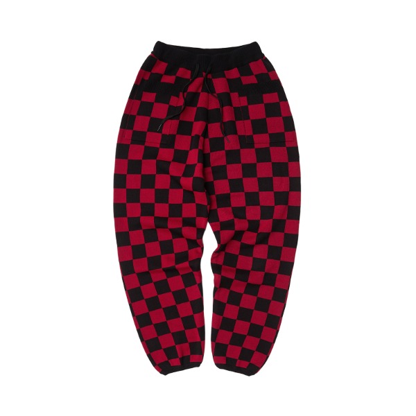CHECKERED KNIT PANTS (RED)